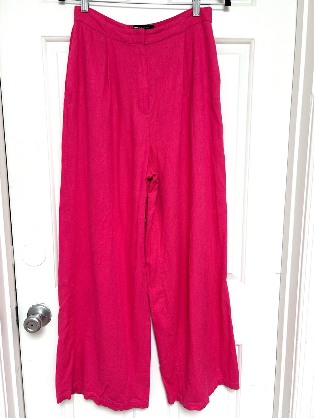 ASOS Bright Pink Wide Leg Linen Blend Pants size 6